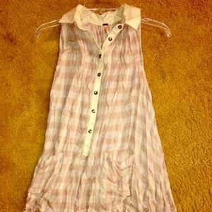 Free People plaid button down tank top.